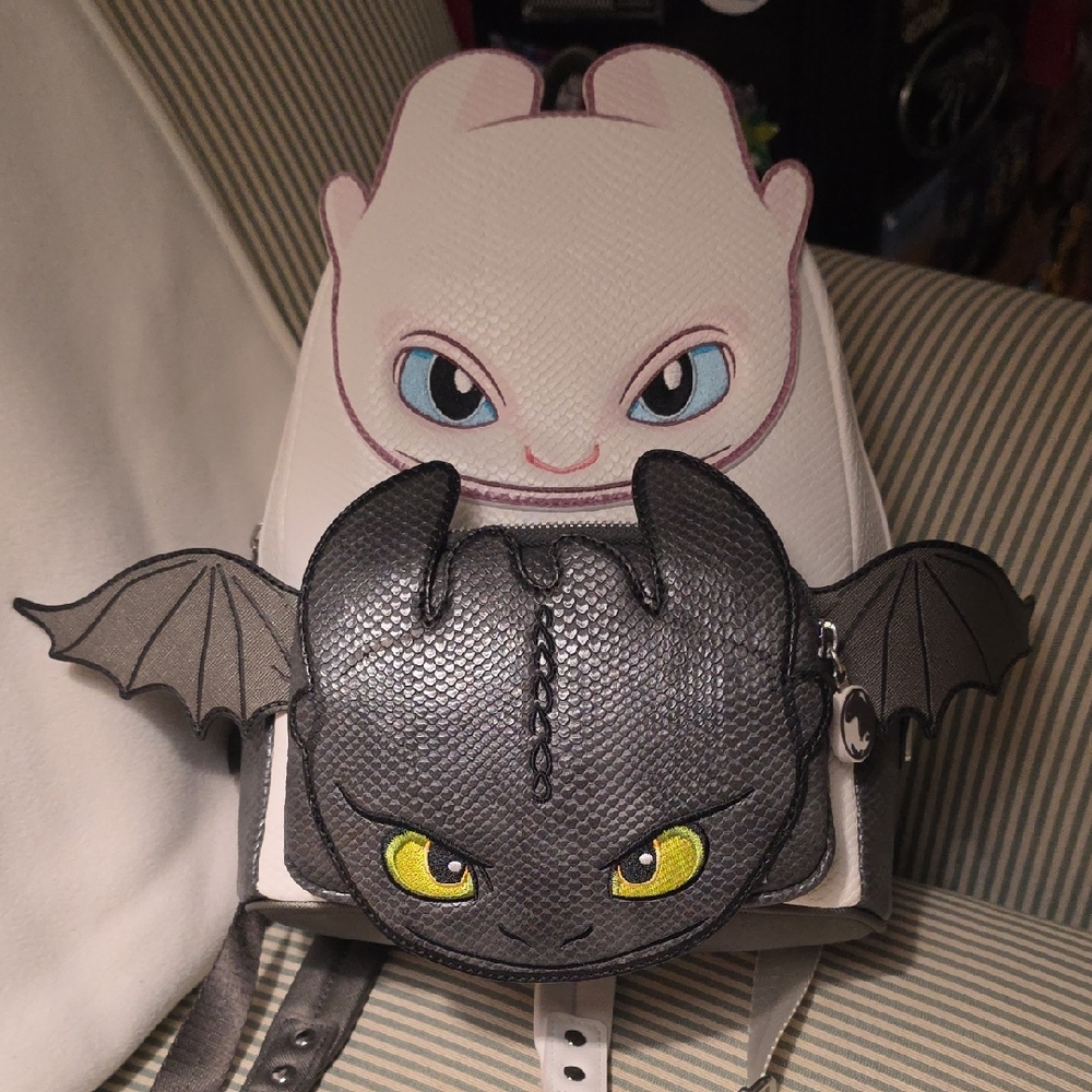 Loungefly Toothless & Light Fury Two-Tone Backpack - Black, White, Yellow